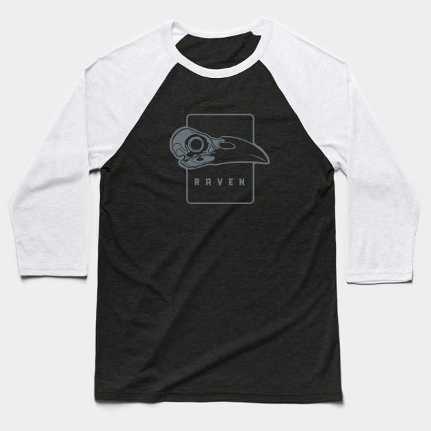 Silhouette of raven's skull Baseball T-Shirt by croquis design